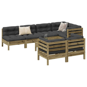 vidaXL 8-delige Loungeset met kussens geïmpregneerd grenenhout