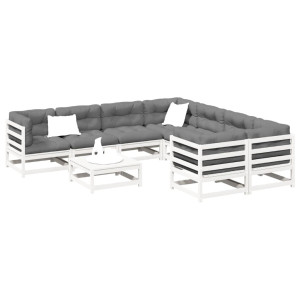 vidaXL 9-delige Loungeset massief grenenhout wit