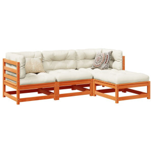 vidaXL 4-delige Loungeset massief grenenhout wasbruin
