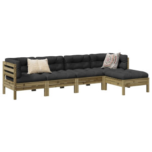 vidaXL 5-delige Loungeset met kussens geïmpregneerd grenenhout