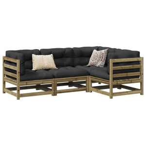 vidaXL 4-delige Loungeset geïmpregneerd grenenhout