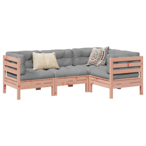 vidaXL 4-delige Loungeset met kussens massief douglas vurenhout