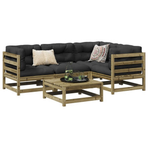vidaXL 5-delige Loungeset geïmpregneerd grenenhout