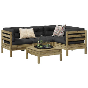 vidaXL 5-delige Loungeset met kussens geïmpregneerd grenenhout