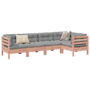 vidaXL 5-delige Loungeset met kussens massief douglas vurenhout