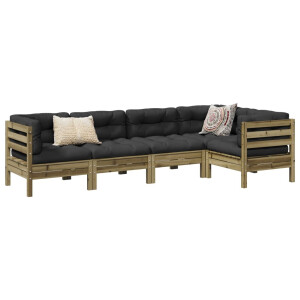 vidaXL 5-delige Loungeset met kussens geïmpregneerd grenenhout