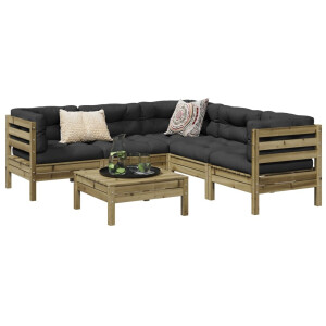 vidaXL 6-delige Loungeset met kussens geïmpregneerd grenenhout
