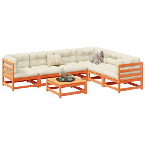 vidaXL 7-delige Loungeset met kussens massief grenenhout wasbruin