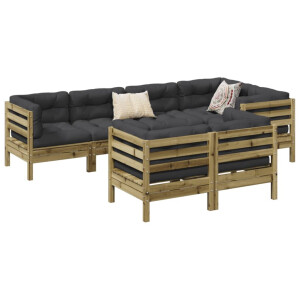 vidaXL 7-delige Loungeset met kussens geïmpregneerd grenenhout