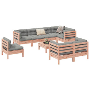 vidaXL 9-delige Loungeset met kussens massief douglas vurenhout