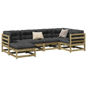 vidaXL 6-delige Loungeset geïmpregneerd grenenhout