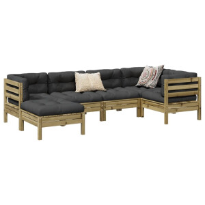vidaXL 6-delige Loungeset met kussens geïmpregneerd grenenhout