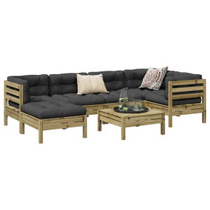 vidaXL 7-delige Loungeset met kussens geïmpregneerd grenenhout