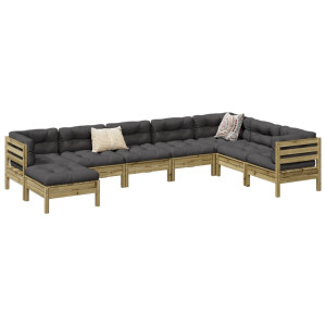 vidaXL 8-delige Loungeset met kussens geïmpregneerd grenenhout
