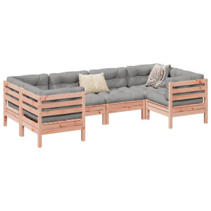 vidaXL 6-delige Loungeset met kussens massief douglas vurenhout
