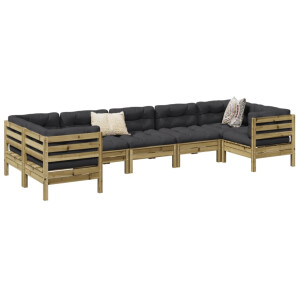 vidaXL 7-delige Loungeset met kussens geïmpregneerd grenenhout