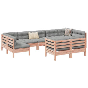 vidaXL 9-delige Loungeset met kussens massief douglas vurenhout