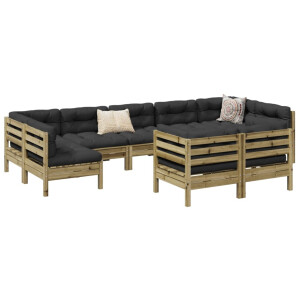 vidaXL 9-delige Loungeset met kussens geïmpregneerd grenenhout