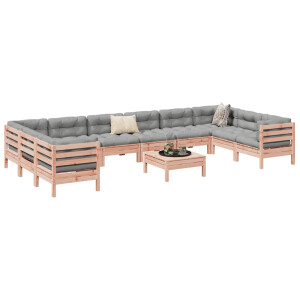 vidaXL 11-delige Loungeset met kussens massief douglas vurenhout