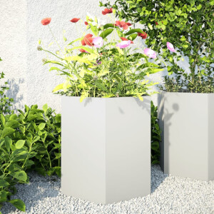 vidaXL Plantenbakken 2 st zeshoek 46x40x45 cm staal wit