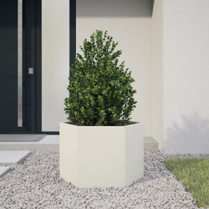vidaXL Plantenbak zeshoek 69x60x45 cm staal wit