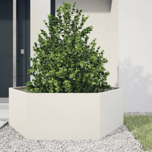 vidaXL Plantenbak zeshoek 138x120x45 cm staal wit