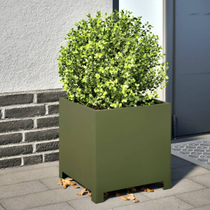 vidaXL Plantenbakken 2 st 40x40x40 cm staal olijfgroen