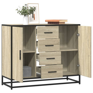 vidaXL Dressoir 92x35x76 cm bewerkt hout sonoma eikenkleurig