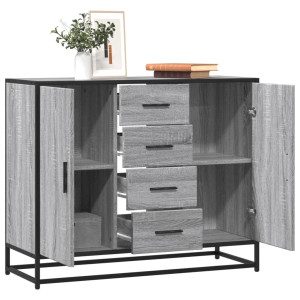 vidaXL Dressoir 92x35x76 cm bewerkt hout grijs sonoma eikenkleurig