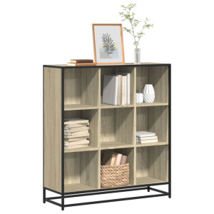 vidaXL Boekenkast 97,5x33x107,5 cm bewerkt hout en metaal sonoma eiken