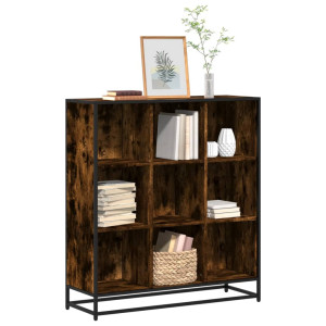 vidaXL Boekenkast 97,5x33x107,5 cm hout en metaal gerookt eikenkleurig