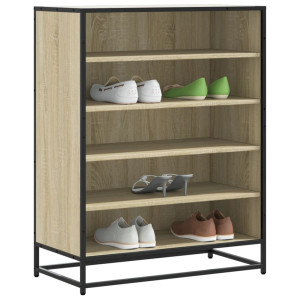 vidaXL Schoenenkast 75x38x97,5 cm bewerkt hout en metaal sonoma eiken