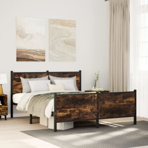vidaXL Bedframe zonder matras metaal gerookt eikenkleurig 160x200 cm