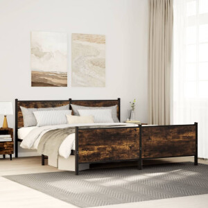 vidaXL Bedframe zonder matras metaal gerookt eikenkleurig 180x200 cm
