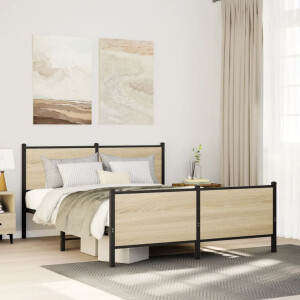 vidaXL Bedframe zonder matras metaal sonoma eikenkleurig 140x200 cm