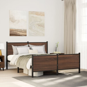 vidaXL Bedframe zonder matras metaal bruin eikenkleurig 140x200 cm
