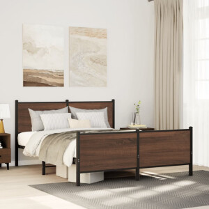 vidaXL Bedframe zonder matras metaal bruin eikenkleurig 160x200 cm