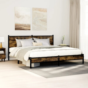 vidaXL Bedframe zonder matras metaal gerookt eikenkleurig 180x200 cm