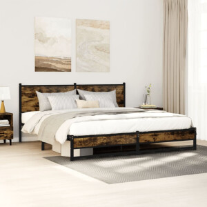 vidaXL Bedframe zonder matras metaal gerookt eikenkleurig 180x200 cm