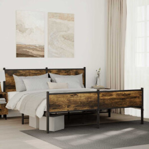 vidaXL Bedframe zonder matras metaal gerookt eikenkleurig 160x200 cm