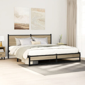 vidaXL Bedframe zonder matras metaal sonoma eikenkleurig 183x213 cm