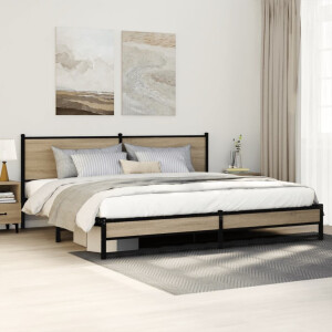 vidaXL Bedframe zonder matras metaal sonoma eikenkleurig 193x203 cm