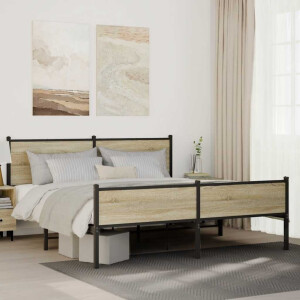 vidaXL Bedframe zonder matras metaal sonoma eikenkleurig 160x200 cm