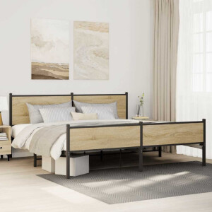 vidaXL Bedframe zonder matras metaal sonoma eikenkleurig 193x203 cm