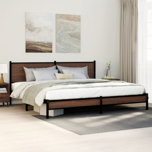 vidaXL Bedframe zonder matras metaal bruin eikenkleur 193x203 cm