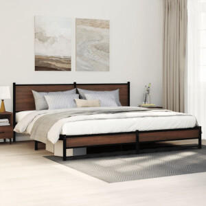 vidaXL Bedframe zonder matras metaal bruin eikenkleur 193x203 cm