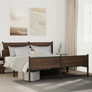 vidaXL Bedframe zonder matras metaal bruin eikenkleurig 160x200 cm