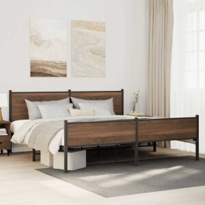 vidaXL Bedframe zonder matras metaal bruin eikenkleur 193x203 cm