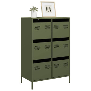vidaXL Hoge kast 68x39x101,5 cm staal olijfgroen