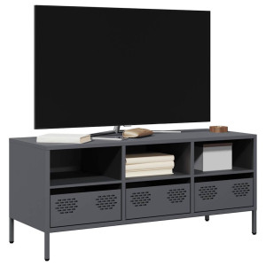 vidaXL Tv-meubel 101,5x39x43,5 cm koudgewalst staal antracietkleurig